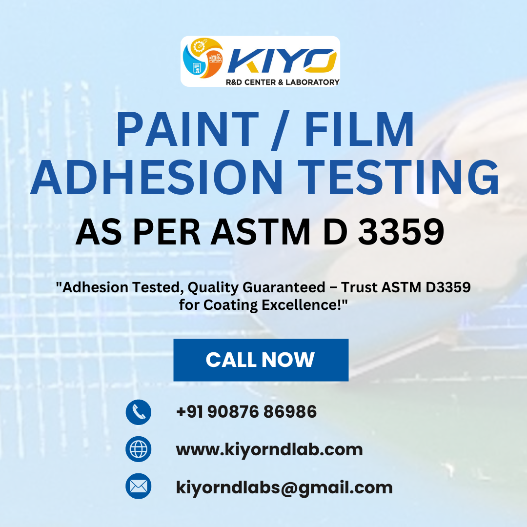 Paint / Film Adhesion Testing As per standard ASTM D 3359